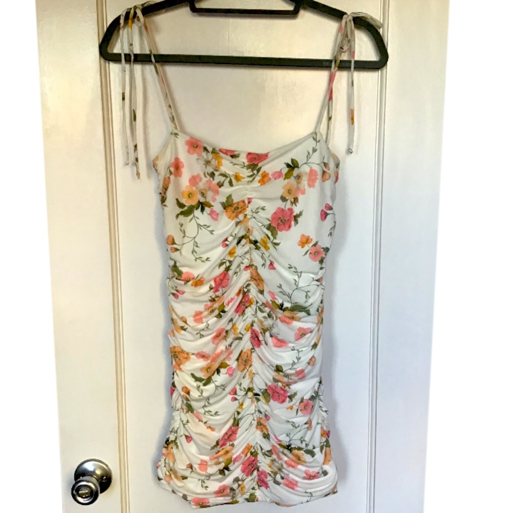 Bec + Bridge Ruched Floral Mini Dress